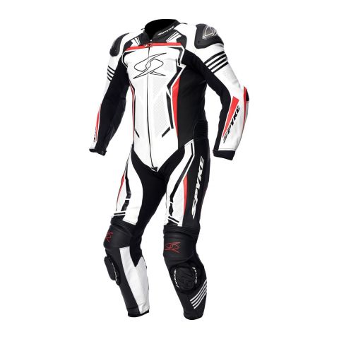 Tuta Intera In Pelle Spyke Assen Race 2.0 White/black/fluo Red