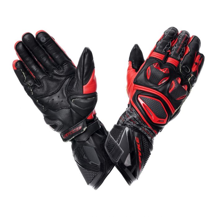 Guanti In Pelle Spyke Tech Pro Black/fluo Red