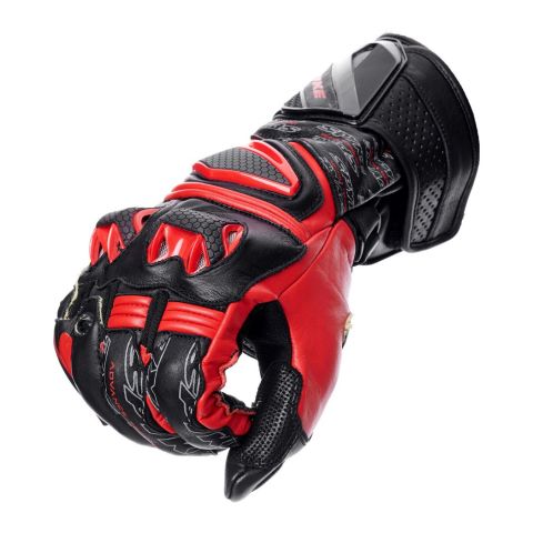 Leather Gloves Spyke Tech Pro Black/fluo Red
