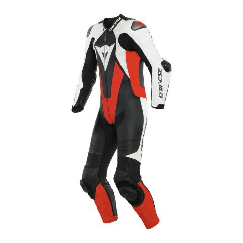 Tuta In Pelle Intera Traspirante Dainese Laguna Seca 5 Black/white/fluo-red