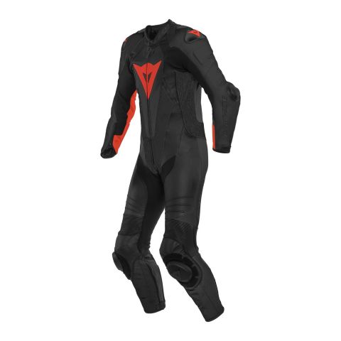 Tuta In Pelle Intera Traspirante Dainese Laguna Seca 5 Black/fluo-red