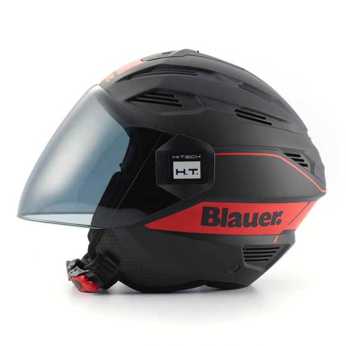 Casco Jet Blauer Brat Black Matt/red