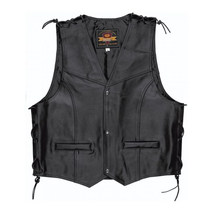 Gilet In Pelle Held Patch Con Lacci Nero