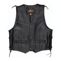 Gilet In Pelle Held Patch Con Lacci Nero