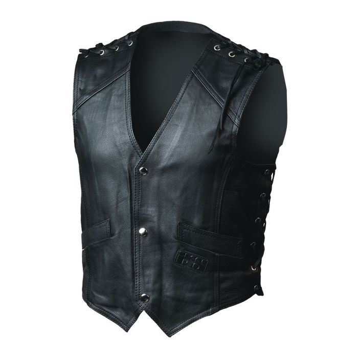 Gilet In Pelle Con Lacci Ixs Biker Nero