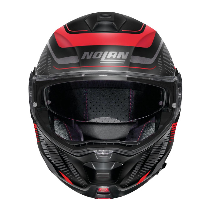 Casco Modulare Nolan N100-5 Plus Starboard N-com Black Red Matt