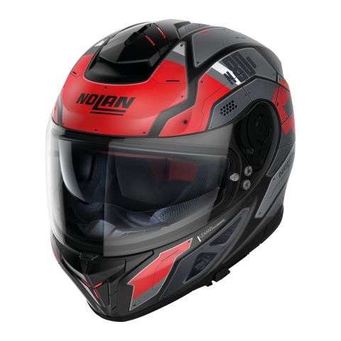 Casque intégral Nolan N80-8 Starscream N-com Rouge Noir Matt