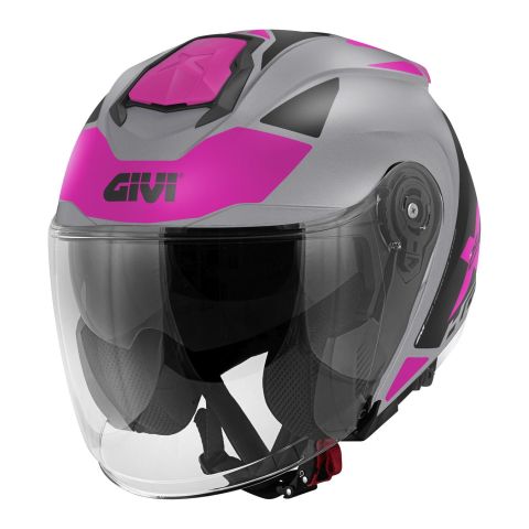 Casco Jet Givi X25 Target Titanio/rosa