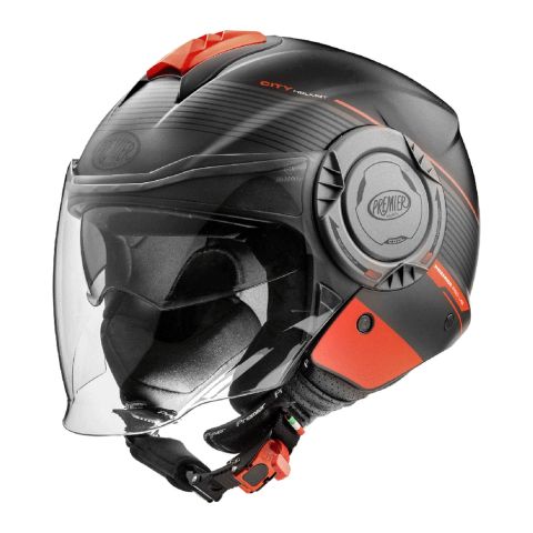 Casco Jet Premier Cool Evo con Sunvisor Nero rosso opaco