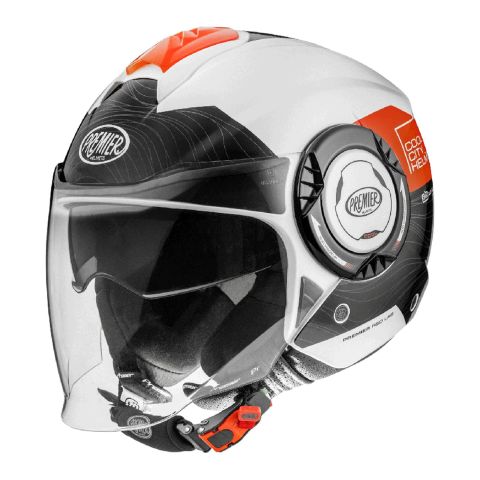 Casco Jet Premier Cool Evo con Sunvisor Bianco Nero Rosso