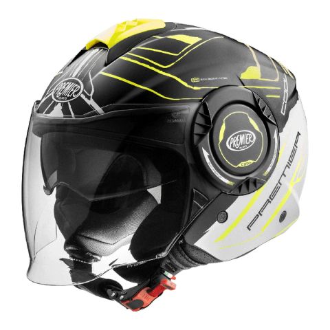 Casco Jet Premier Cool Evo con Sunvisor Nero Giallo Opaco