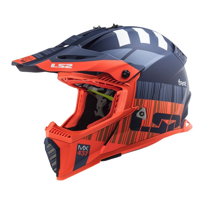 Casco Cross Bambino Ls2 Mx437 Fast Evo Mini Xcode Fluo Orange Blue