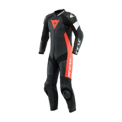 Breathable Leather Suit Dainese Tosa 1pcs Black/fluo-red/white