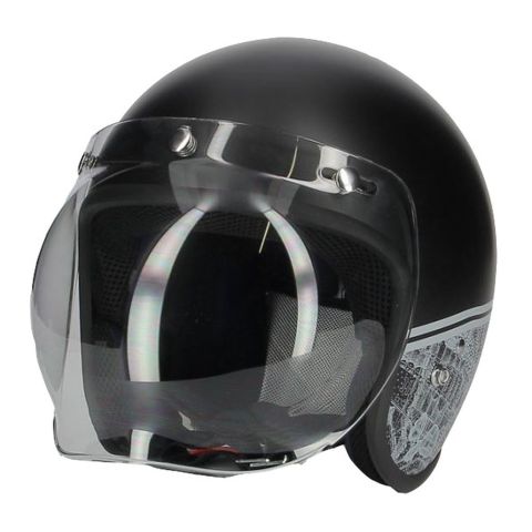 Casco Jet Fibra Motocubo Miami Vis Bolla Humanos Negro Mate