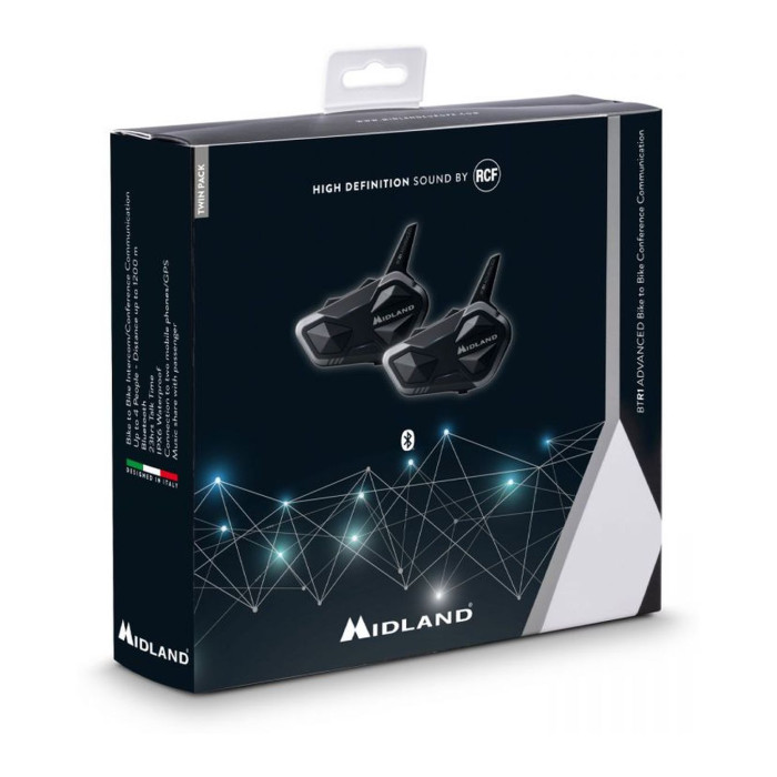 Interfono Midland Bt R1 Advanced Twin + Speaker Rcf