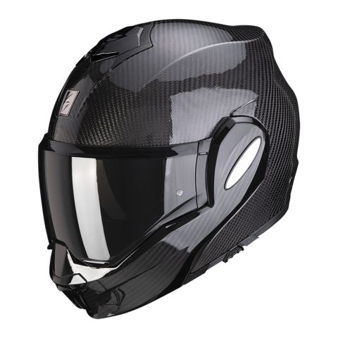 Modularer Flip-Back Scorpion Exo-tech Evo Carbon Solid Black Helm