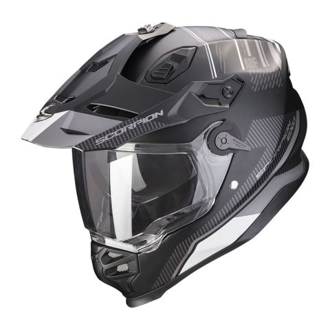 Casco Integrale Adventure Scorpion Adf-9000 Air Desert Matt Black-silver