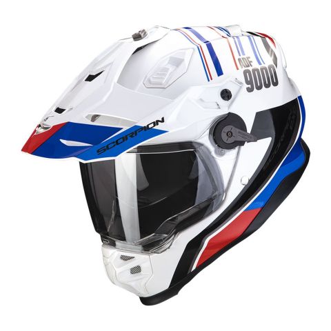 Casco Integrale Adventure Scorpion Adf-9000 Air Desert White-blue-red