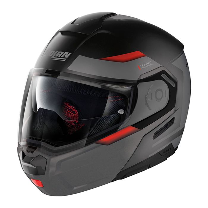 Casco Nolan Modulare N90-3 Reflector N-com Flat Black Red