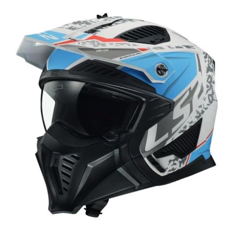 Casco Jet Ls2 Of606 Drifter Devor 06 Matt White Blue