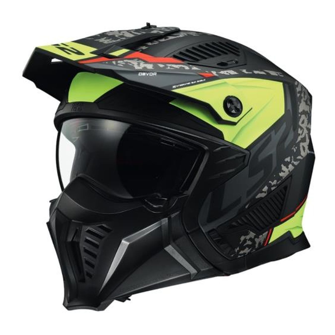 Casco Jet Ls2 Of606 Drifter Devor 06 Matt Black H-v Yello