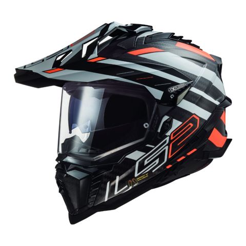 Casco Trail Ls2 Mx701 Explorer Carbon 06 Edge Black Fluo Orange