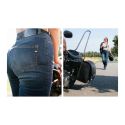 Jeans Moto Pmj Sara Vita Alta Made In Italy Blue
