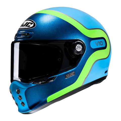 Casco Integrale Hjc V10 Grape Blu Azzurro Verde