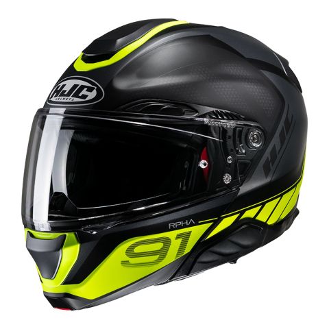 Casco Modulare Hjc Rpha 91 Rafino Nero Giallo Opaco