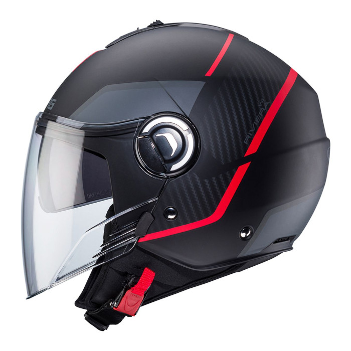 Casco Jet Caberg Riviera V4x Geo Matt Black/red/a