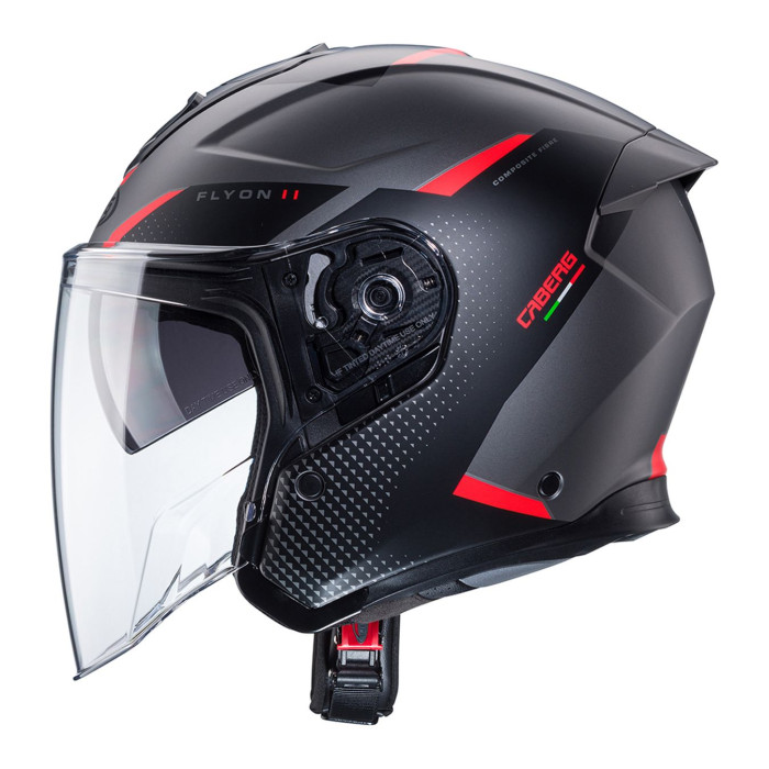 Casco Jet Caberg Flyon Ii Boss Matt Grey/ Red