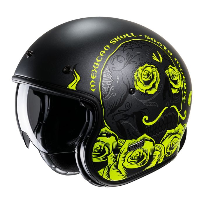 Casco Jet Hjc V31 Desto Nero Giallo Opaco