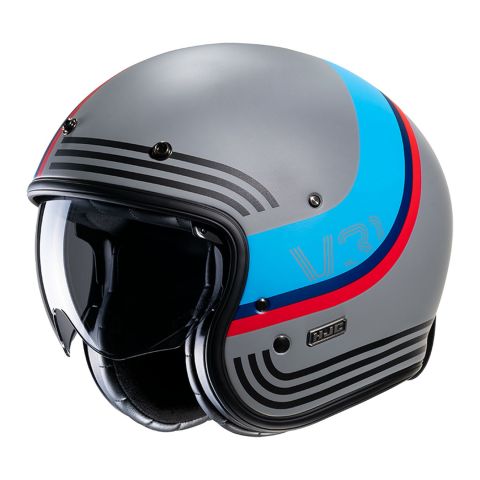 Casco Jet Hjc V31 Byron Grigio Azzurro Opaco