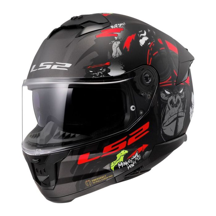 Casco Ls2 Ff808 Stream Ii Angry Monkey M.black Red