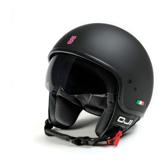 Casco Oj Foglia Matt Black/fucsia