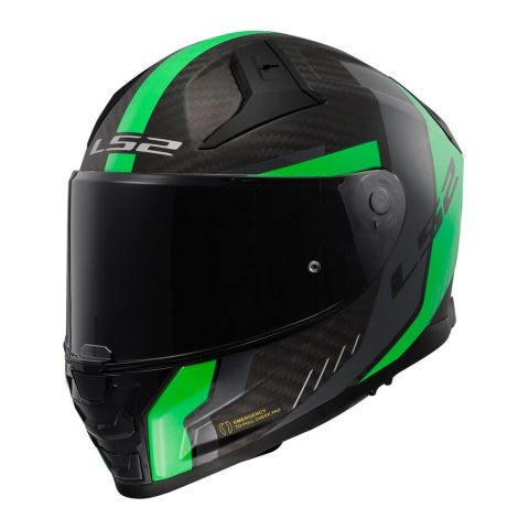 Casco Integrale Ls2 Vector II Carbon Grid 06 Matt Fluo / Green