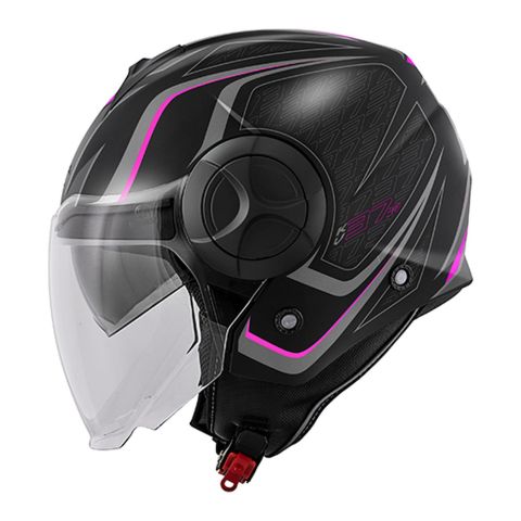 Casco Jet Kappa Kv37r Evo Sharp Nero Opaco / Rosa