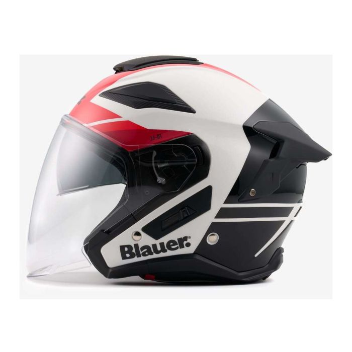 Casco Blauer Jet Jj01 Glossy White/red