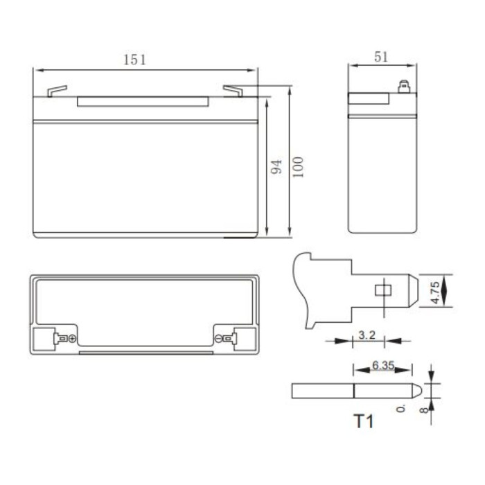 Batteria Al Piombo Ricaricabile AGM Per Servizi 6v 12ah