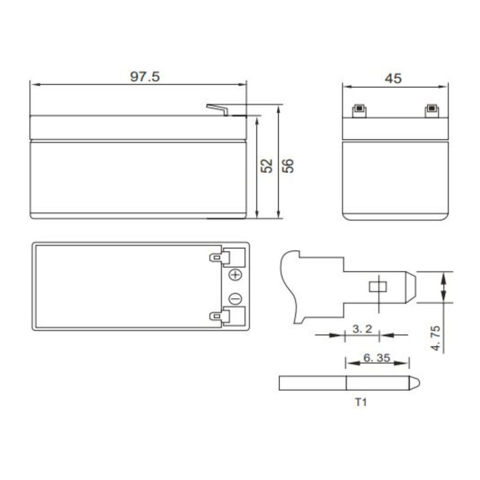 Batteria Al Piombo Ricaricabile AGM Per Servizi 12v 1,3ah