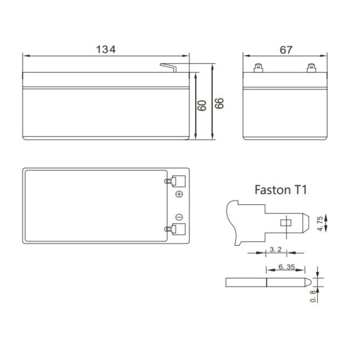 Batteria Al Piombo Ricaricabile AGM Per Servizi 12v 3,3ah