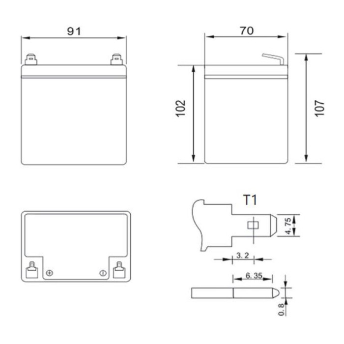 Batteria Al Piombo Ricaricabile AGM Per Servizi 12v 5ah
