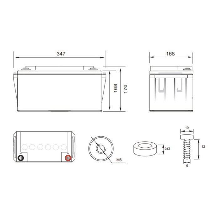 Batteria Al Piombo Ricaricabile AGM Per Servizi 12v 65ah