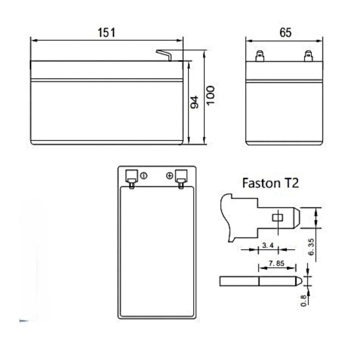 Batteria Al Piombo Ricaricabile AGM CICLICA Per Servizi 12v 10ah