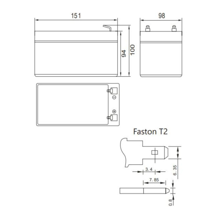 Batteria Al Piombo Ricaricabile AGM CICLICA Per Servizi 12v 14