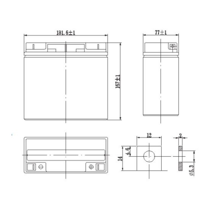 Batteria Al Piombo Ricaricabile AGM CICLICA Per Servizi 12v 22