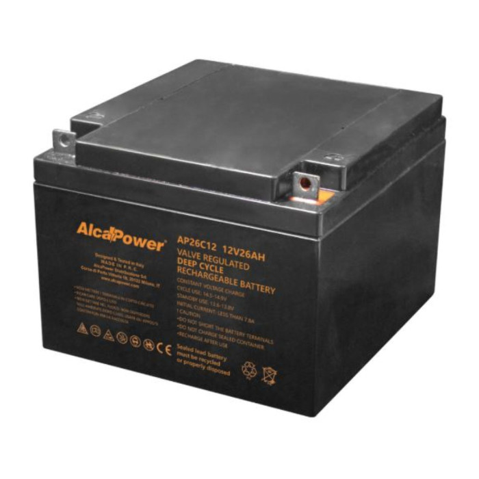 Batteria Al Piombo Ricaricabile AGM CICLICA Per Servizi 12v 26ah