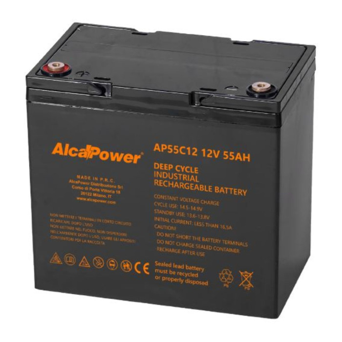 Batteria Al Piombo Ricaricabile AGM CICLICA Per Servizi 12v 55ah