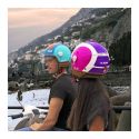 Casco Cgm 191g Pix Sprint Celeste Arancione Op. Visiera Lunga Viola Fucsia Fluo