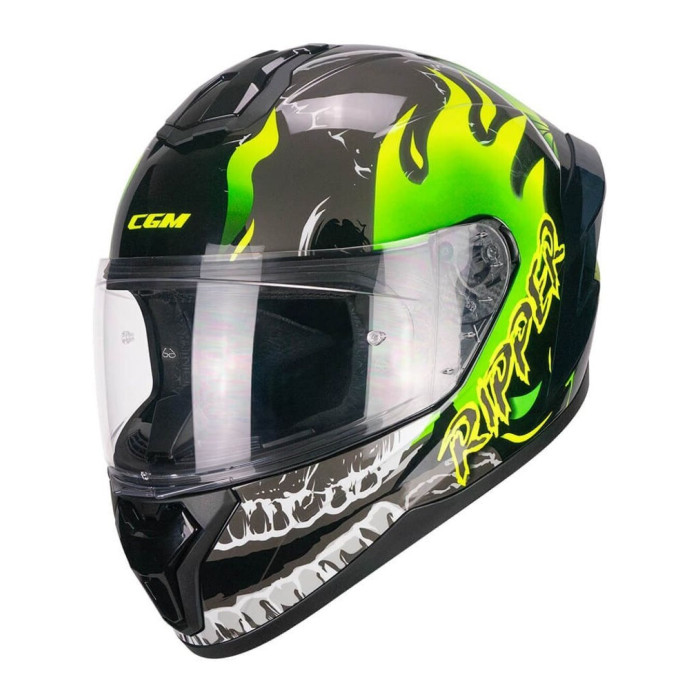 Casco Integrale Cgm 330r Riot Ripper Nero Verde Giallo Fl